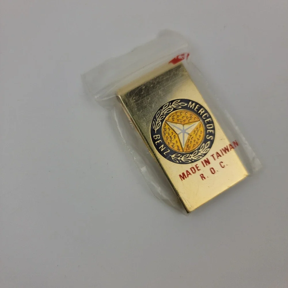 Vintage Mercedes Benz Gold Tone Enameled Logo Money Clip Accessory